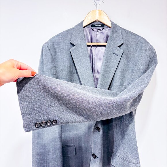 MOORES Grey silk wool blazer | Mens tailored classic lightweight | 46R * - Picture 6 of 8